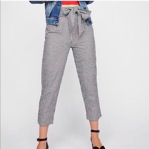 Free People Gingham Black White Ankle Pant 6